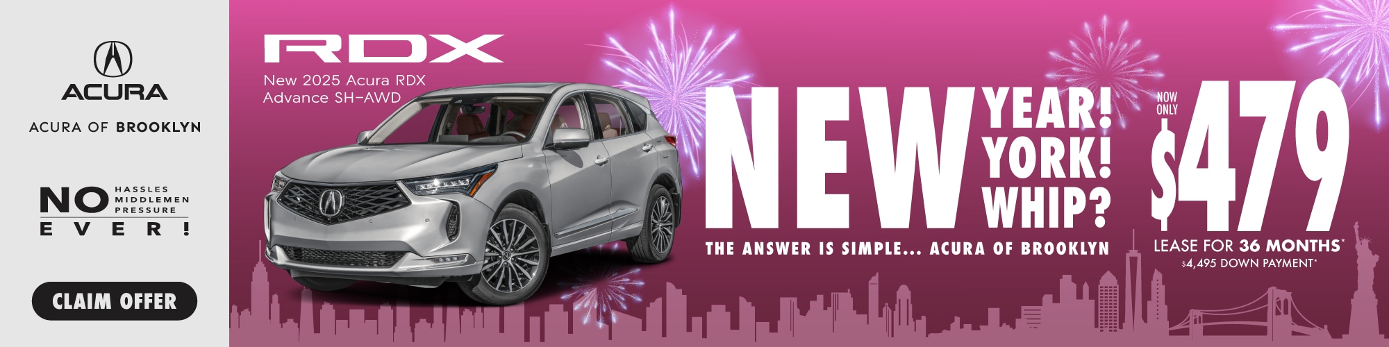 New 2025 Acura RDX Advance SH-AWD Lease For $479 a Month For 36 Months* $4,495 Down Payment – Shop Now