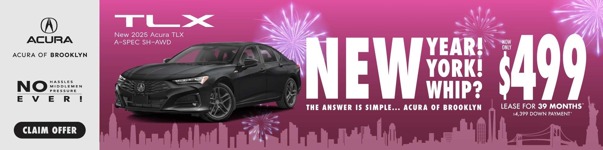 New 2025 Acura TLX A-SPEC SH-AWD Lease For $499 a Month For 39 Months* $4,399 Down Payment – Shop Now