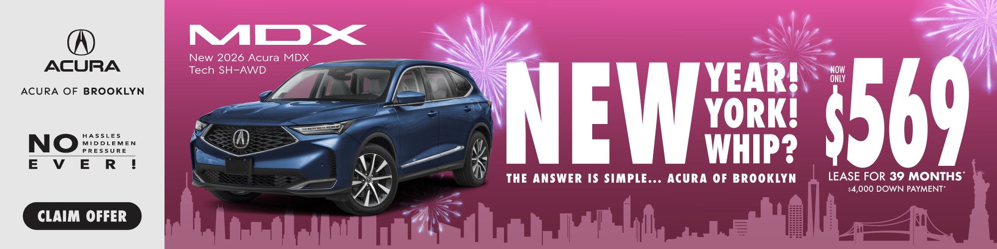 New 2026 Acura MDX Tech SH-AWD Lease For $569 a Month For 39 Months* $4,000 Down Payment – Shop Now