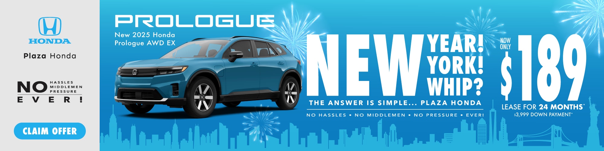 New 2025 Honda Prologue AWD EX| $239/mo. 24mos. $2999 DP