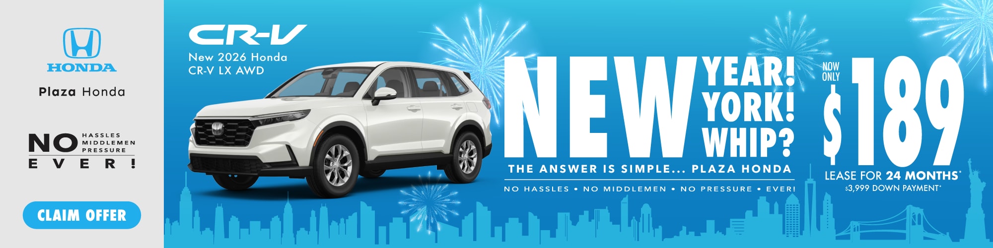 New 2026 Honda CR-V AWD LX | $239/mo. 24mos. $2999 DP