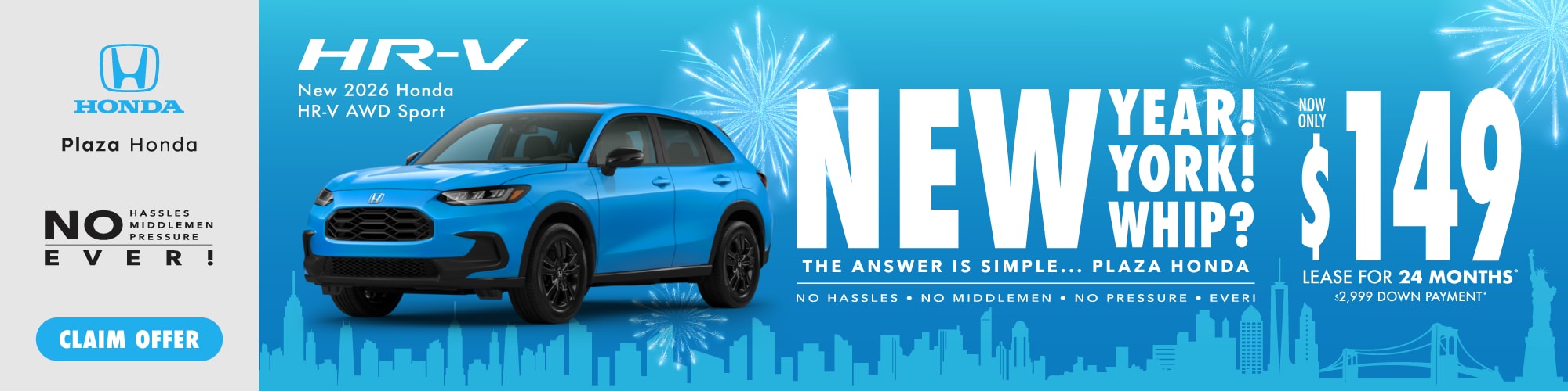 New 2026 Honda HRV AWD Sport | $149/mo. 24mos. $2999 DP