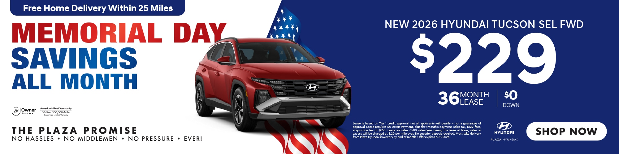 New 2026 Hyundai Tucson SEL FWDS now only $229 lease for 36 months