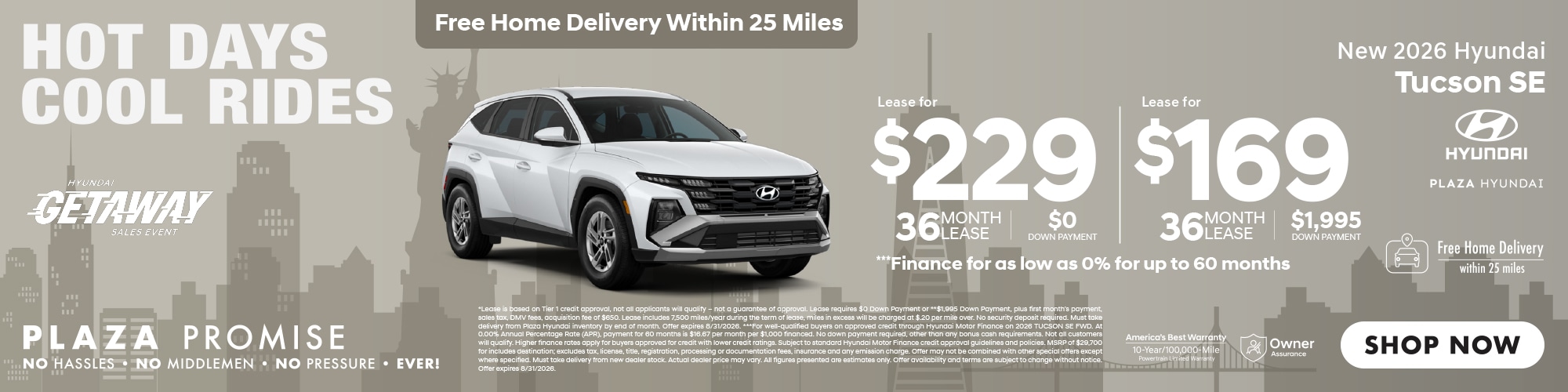 New 2026 Hyundai Tucson SE now only $229 lease for 36 months