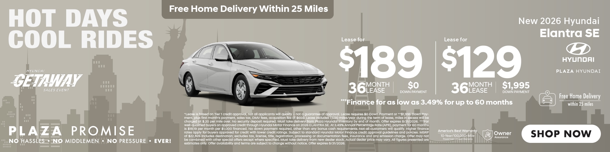 New 2026 Hyundai Elantra SE Sport now only $189 lease for 36 months