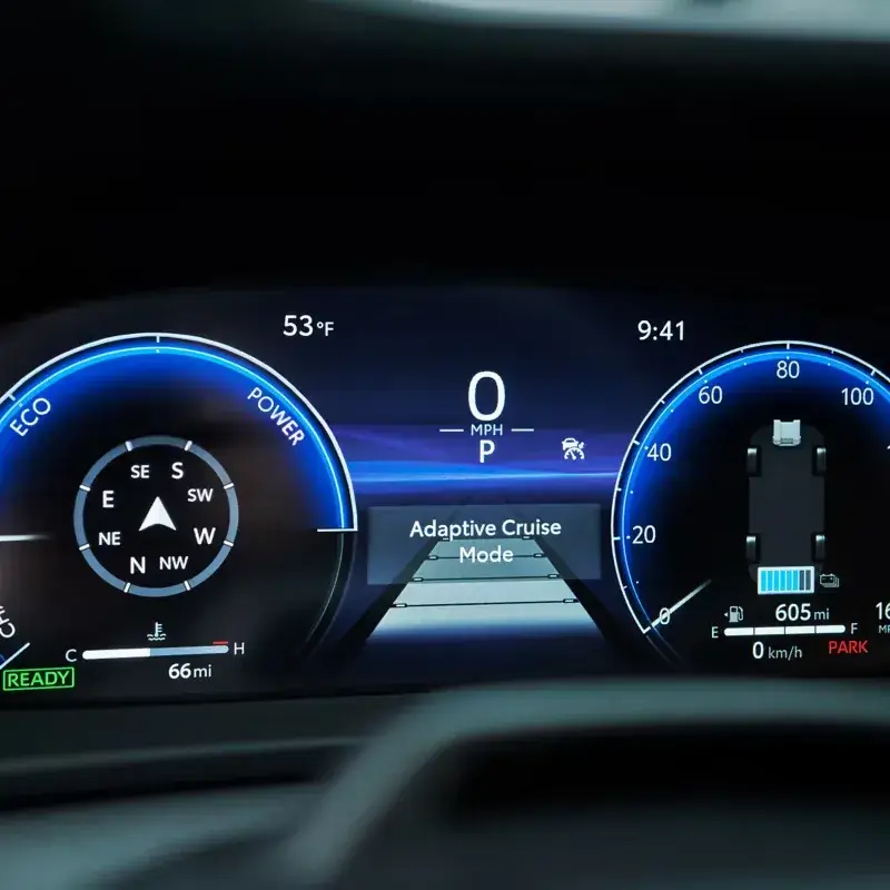 Toyota Crown Signia digital instrument cluster and speedometer viewed from the driver seat
