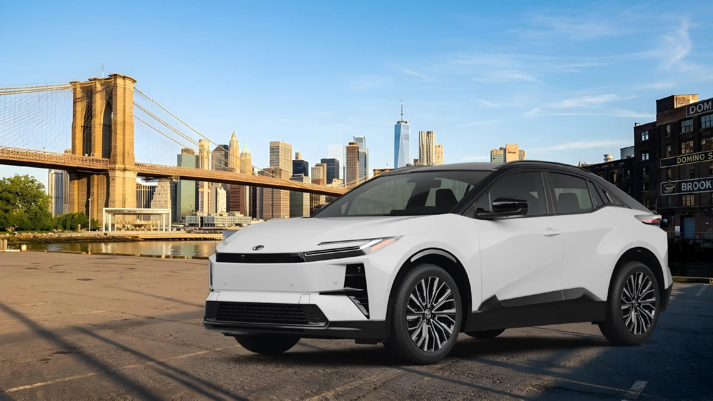 2027 Toyota C-HR all-electric compact SUV shown in profile for Plaza Toyota in New York