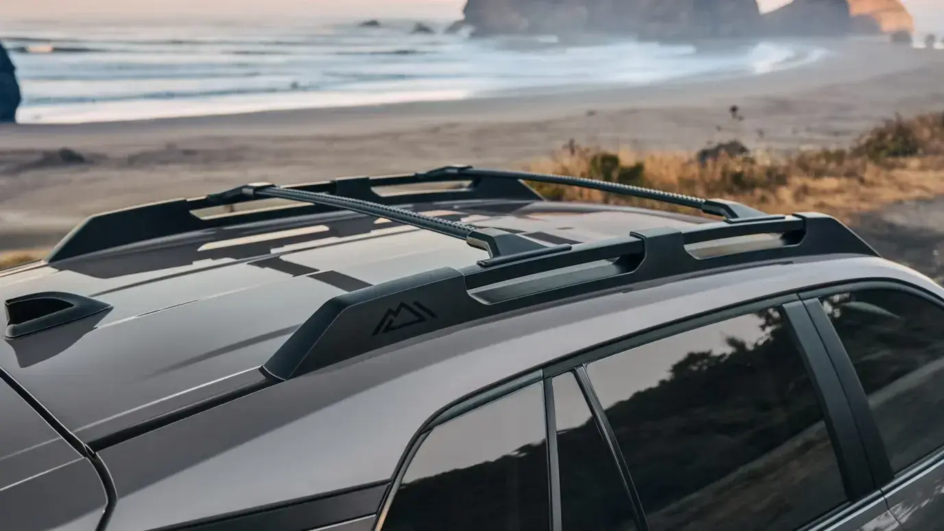 Roof rack with crossbars fitted to the Toyota RAV4 for carrying gear