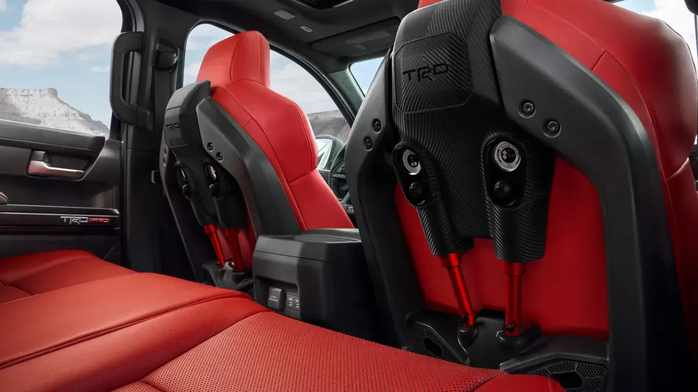 IsoDynamic suspended front seat in the Toyota Tacoma TRD Pro designed to reduce occupant motion off-road