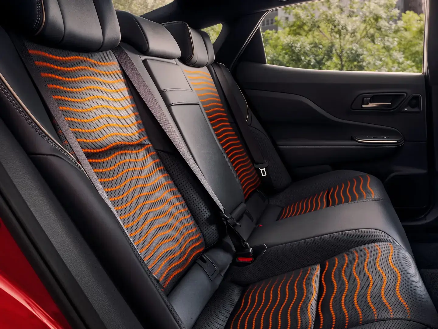 Heated rear seats in the 2027 Toyota Crown with controls shown in the rear armrest