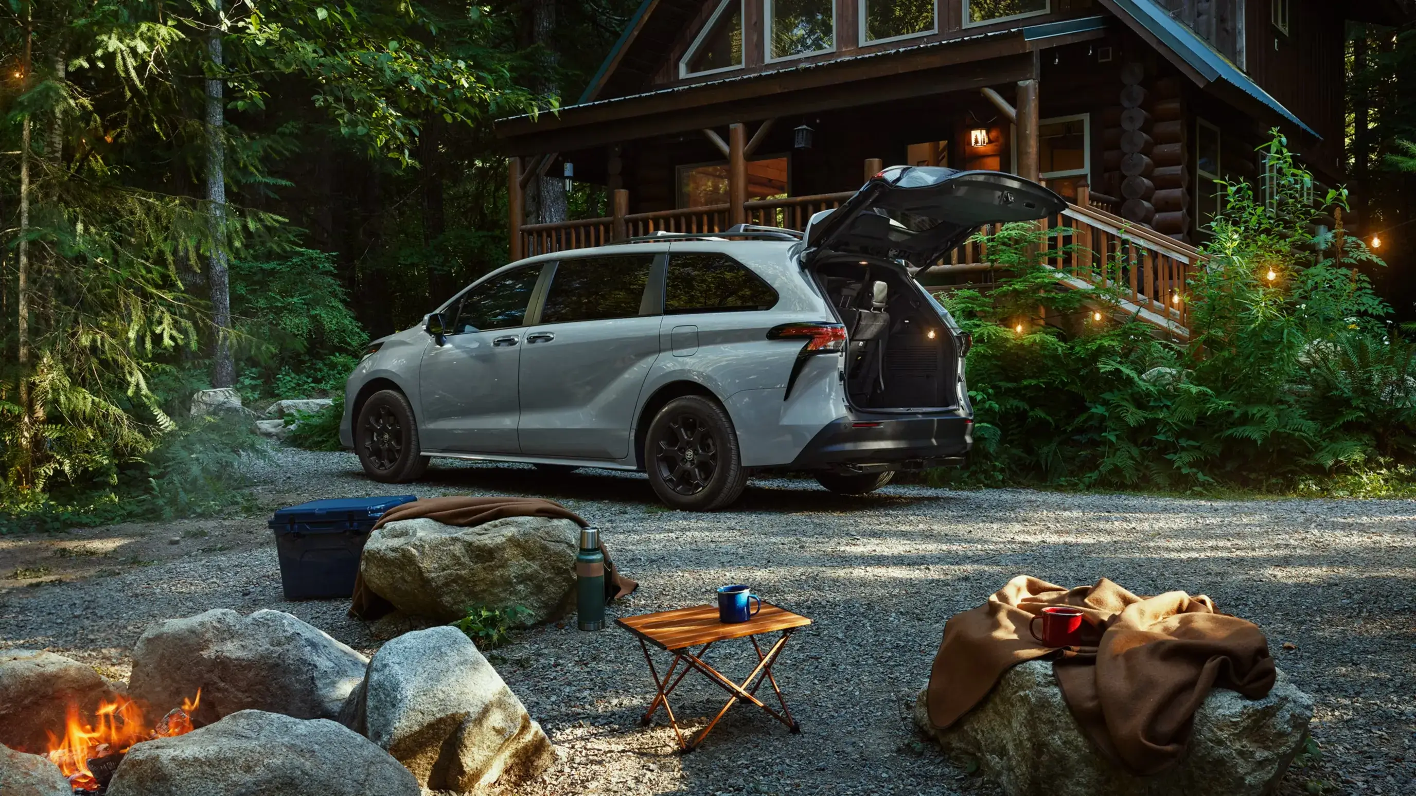 Open rear liftgate of the Toyota Sienna showing cargo space behind the third row