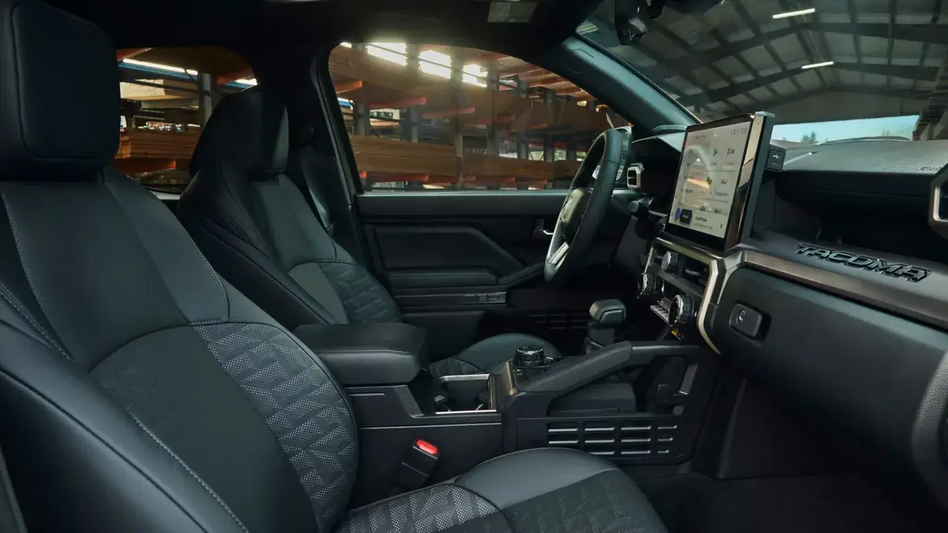 Toyota Tacoma i-FORCE MAX cabin seen from the front passenger seat
