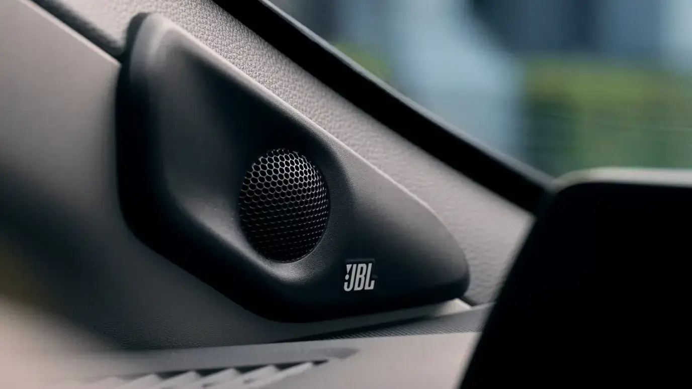 JBL Premium Audio speaker detail inside the Toyota Prius