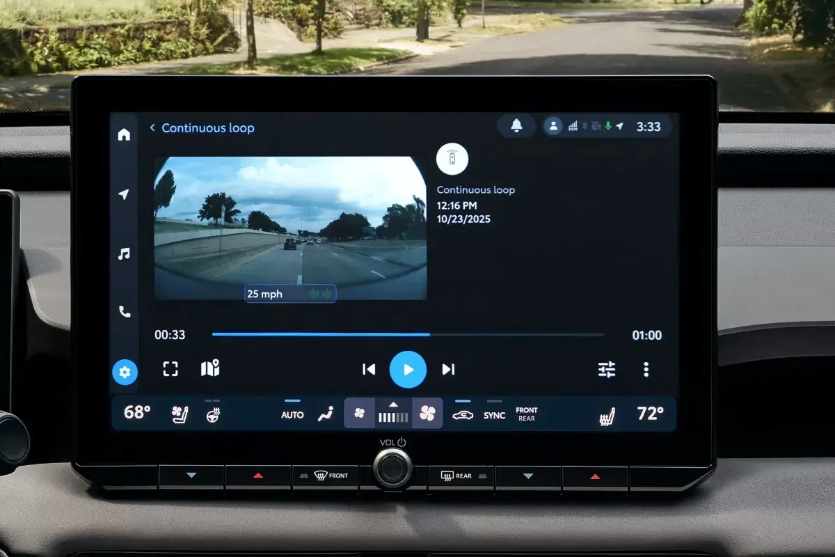 Drive Recorder dash cam function displayed on the Toyota RAV4 multimedia screen