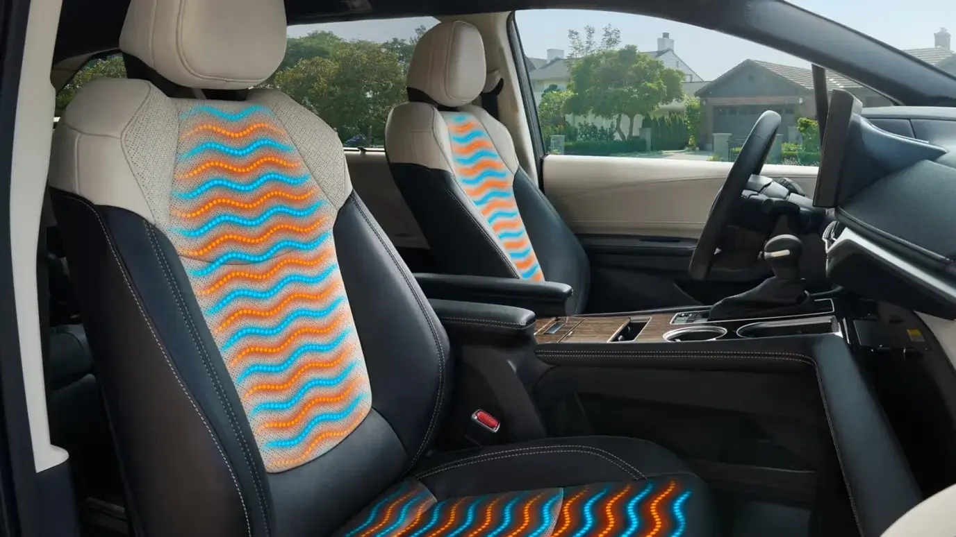 Heated seat controls and front seating in the Toyota Sienna