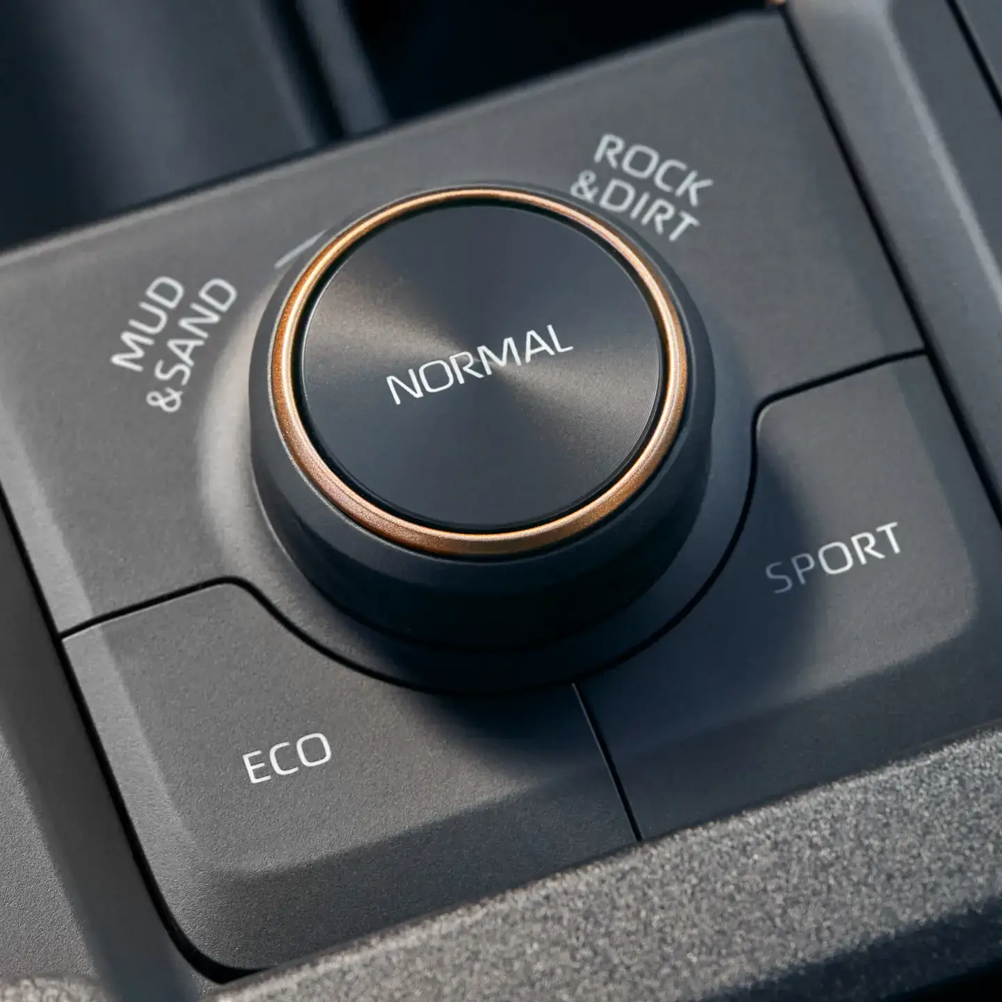 Drive mode selector in a Toyota Grand Highlander used to switch between Eco, Normal and Sport settings