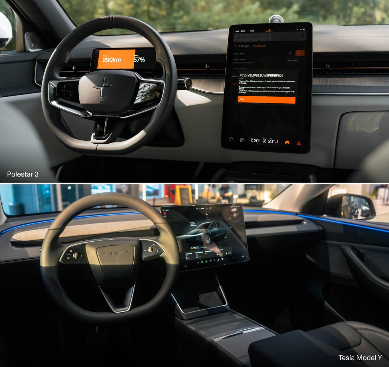 Polestar 4 Vs Tesla Model Y dashboard comparison