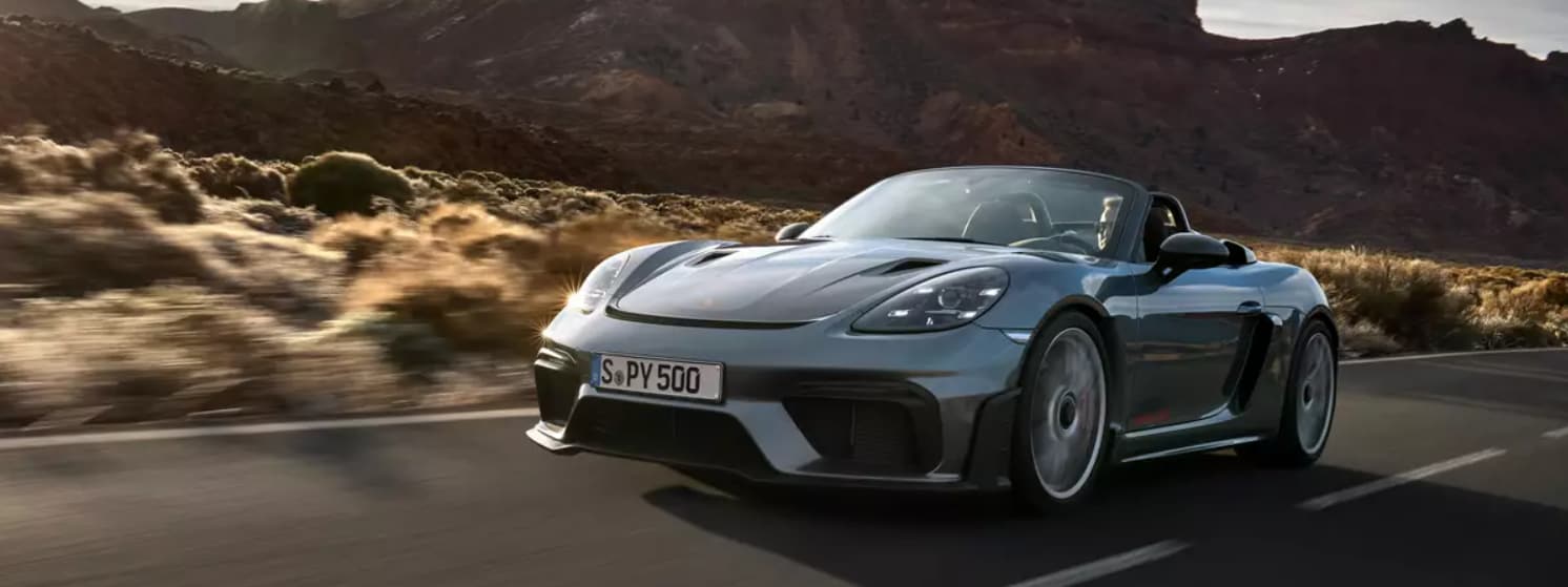 2025 Porsche 718 Spyder RS Gray Desert Highway