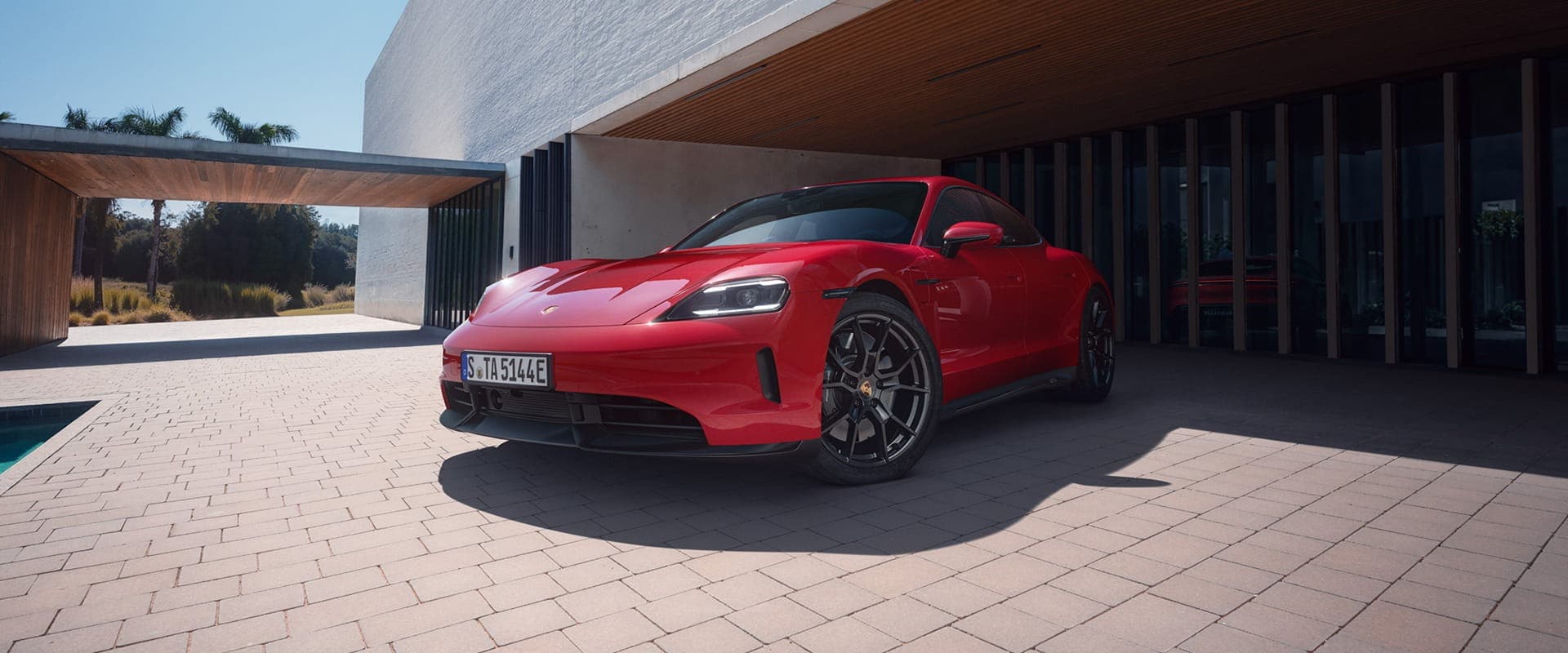 Red 2025 Porsche Taycan GTS