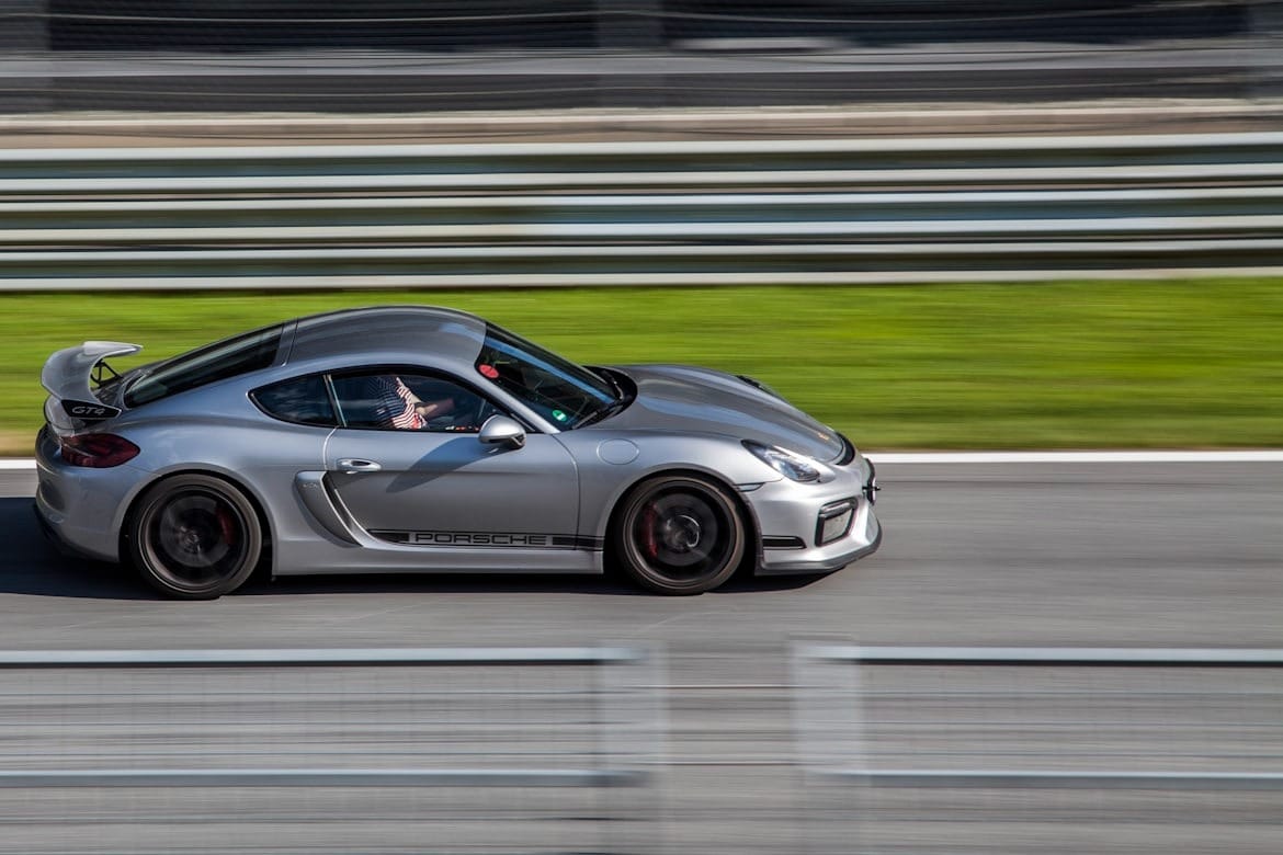 Silver Porsche sports car