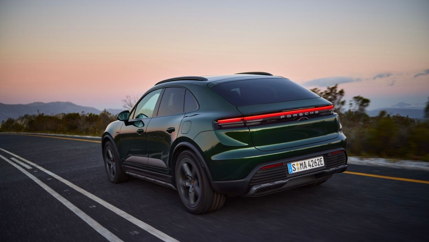 Exterior of a green Porsche Macan