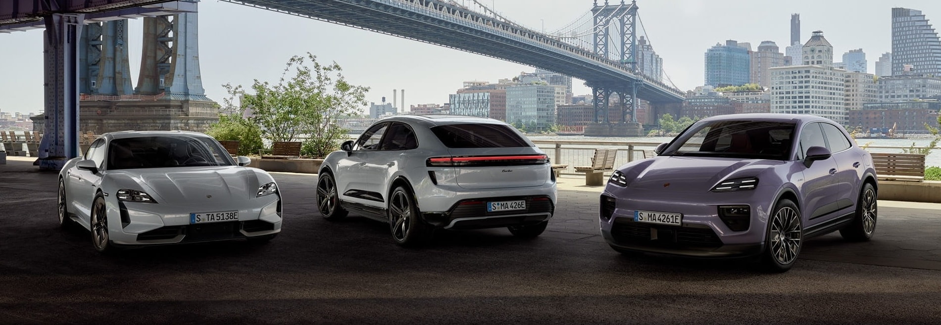 Three car line-up of the Porsche E-Performance electric and hybrid models