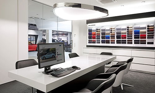 Inside Porsche Showroom