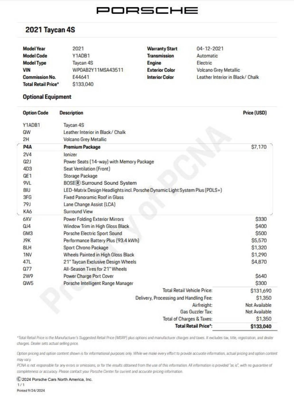 Used 2021 Porsche Taycan For Sale at Porsche Norwell VIN