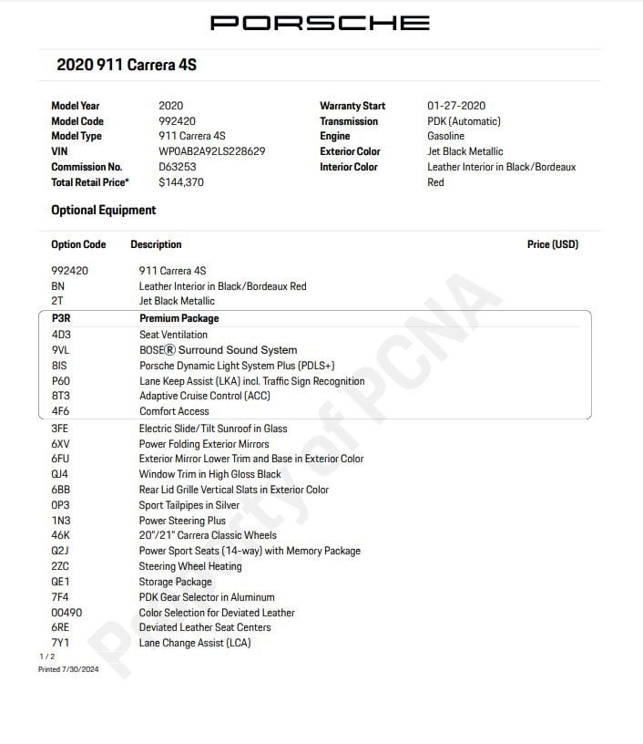 Certified 2020 Porsche 911 S with VIN WP0AB2A92LS228629 for sale in Norwell, MA