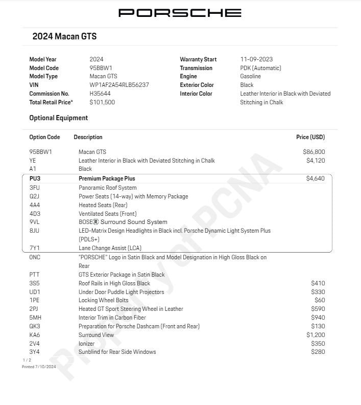 Certified 2024 Porsche Macan GTS with VIN WP1AF2A54RLB56237 for sale in Norwell, MA