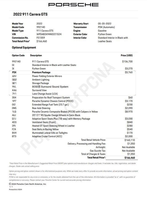 Certified 2022 Porsche 911 GTS with VIN WP0AB2A94NS221524 for sale in Norwell, MA