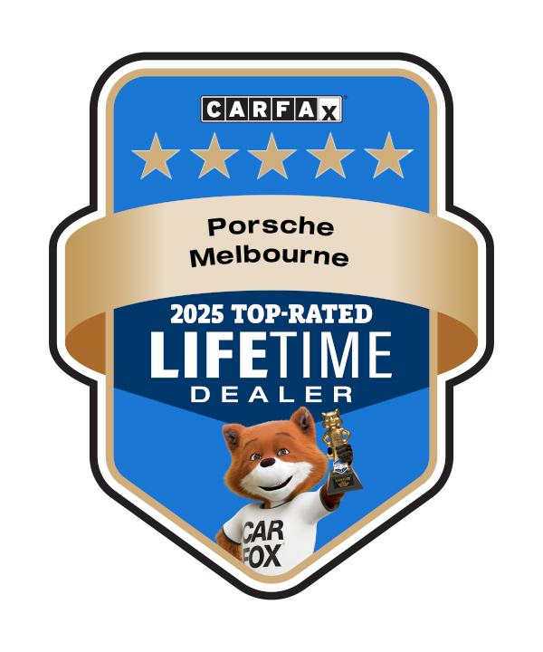 CARFAX Top-Rated Lifetime Dealer honoring Porsche Melbourne for trusted service and sales in Melbourne, Florida.