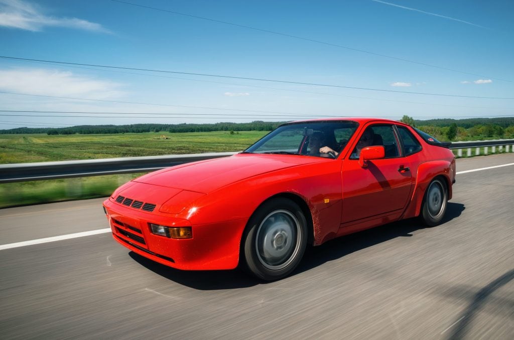 Red vintage Porsche 944 sports car