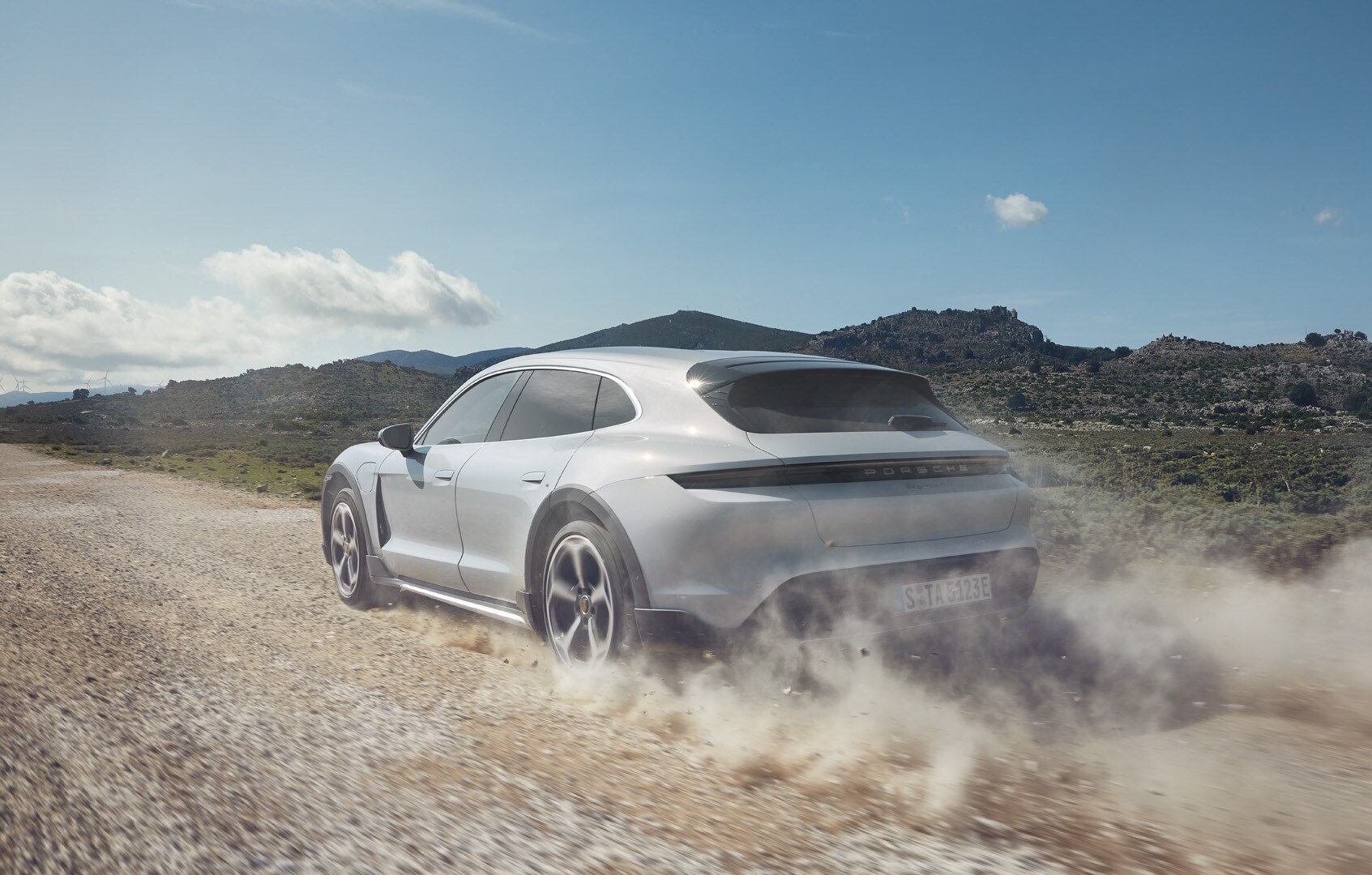 Porsche Taycan Cross Tourismo driving on the road