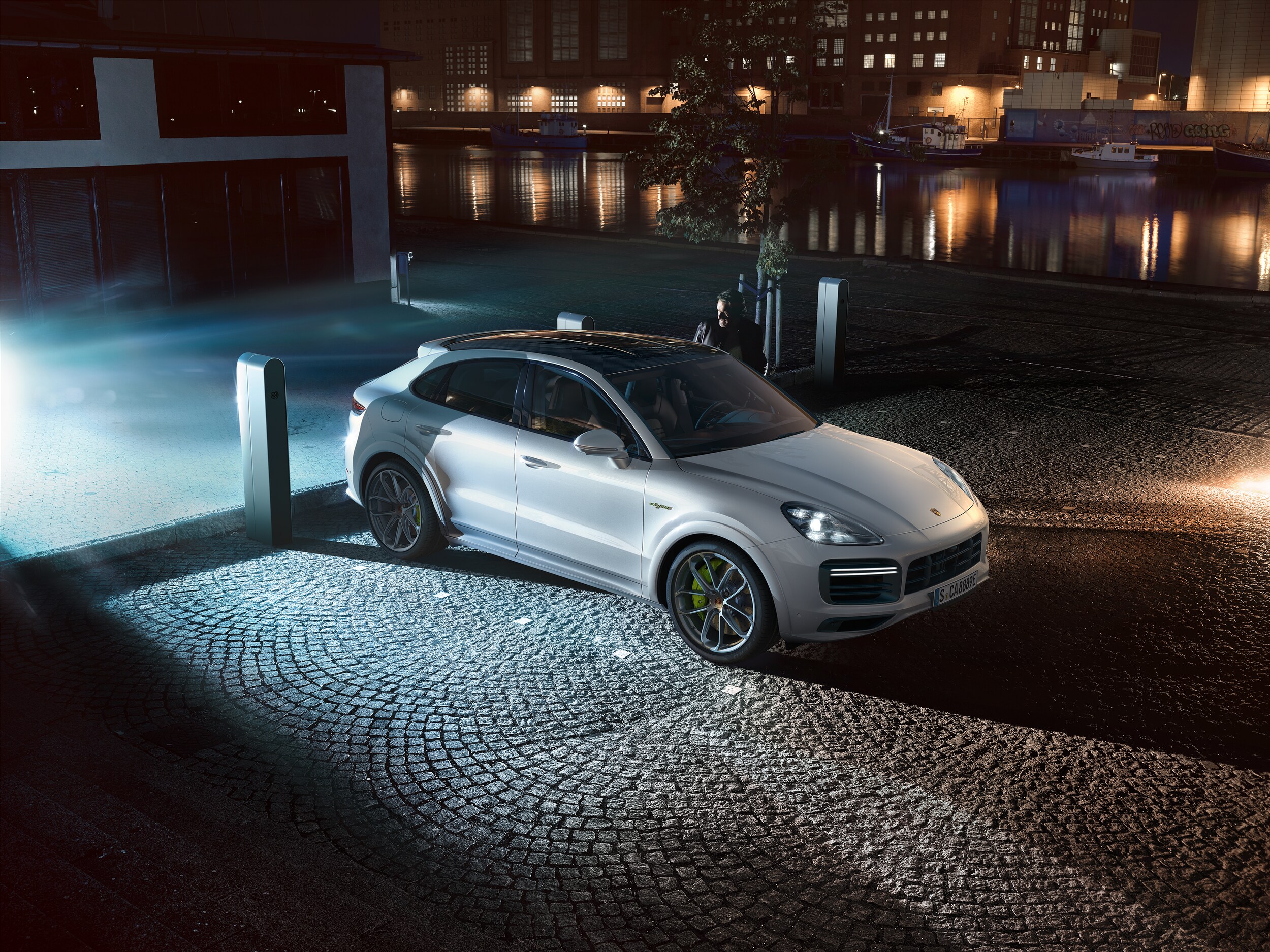 Porsche Cayenne E-Hybrid parked near the city