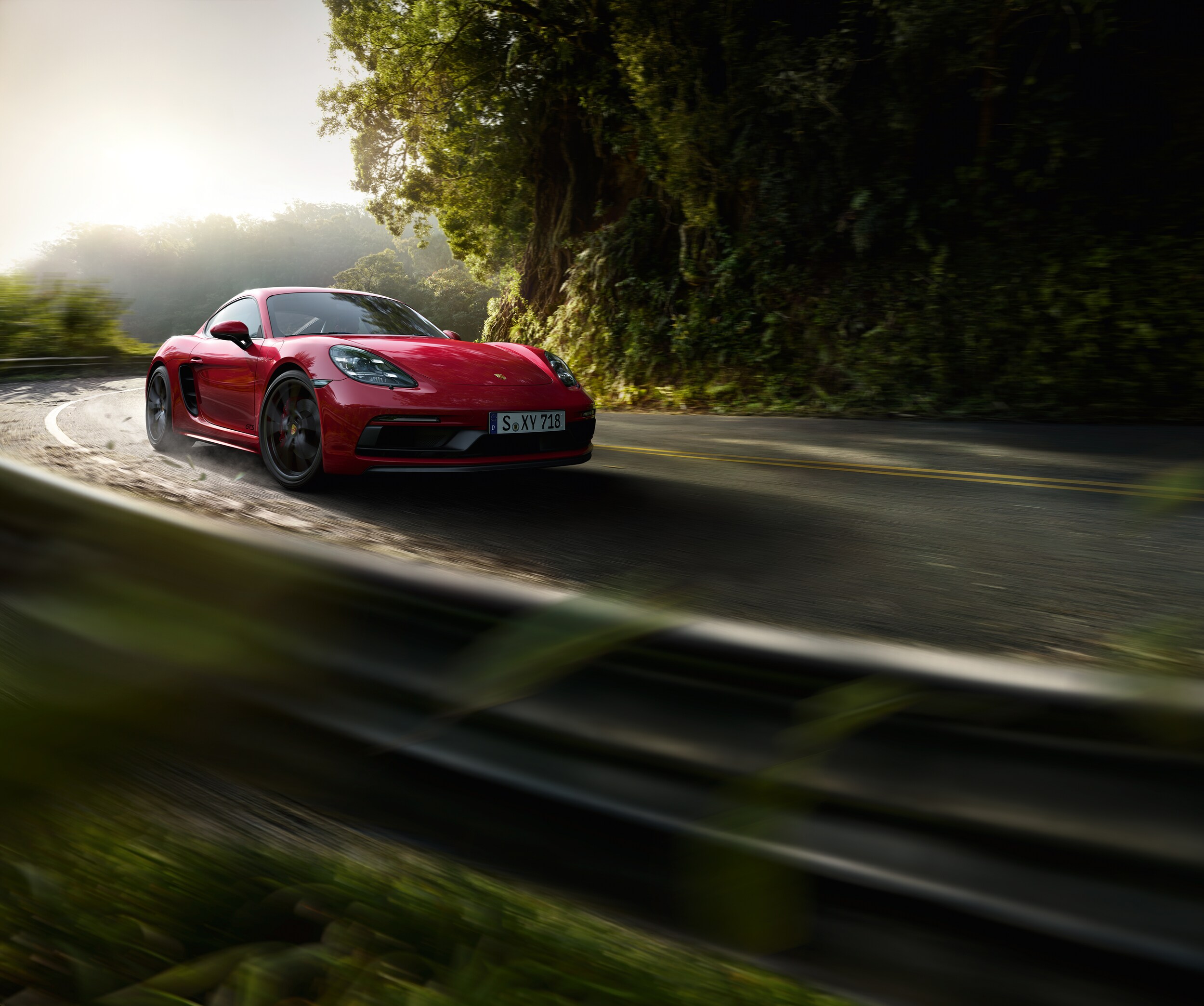 Porsche 718 Cayman on the highway