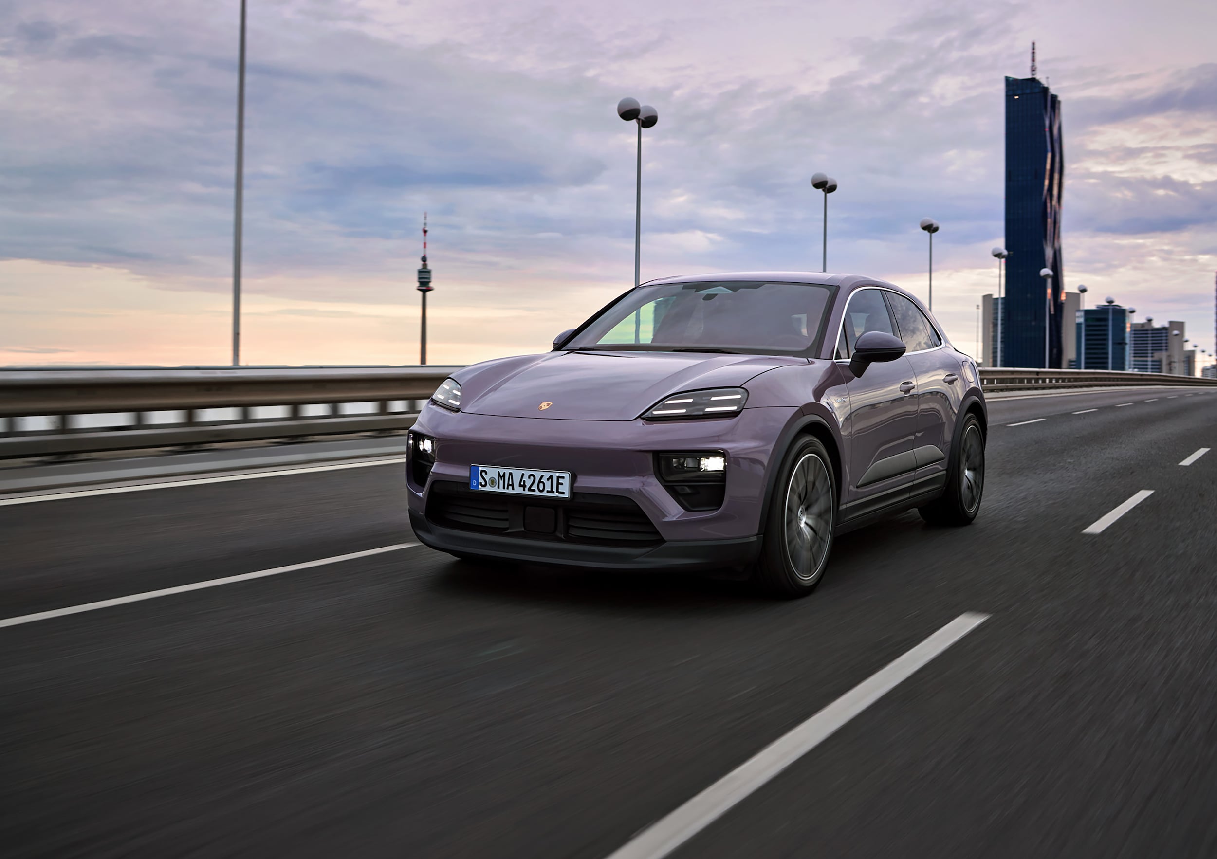 Porsche Macan Electric on the highway