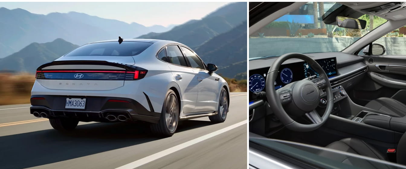 2026 Sonata N Line in Serenity White and 2026 Sonata Limited Hybrid interior shown.