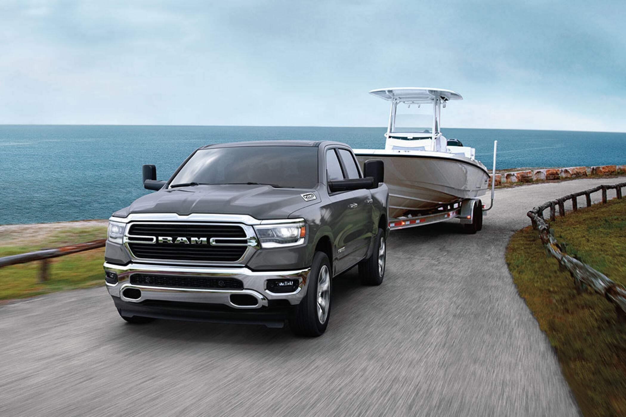 Ram 1500 towing a boat