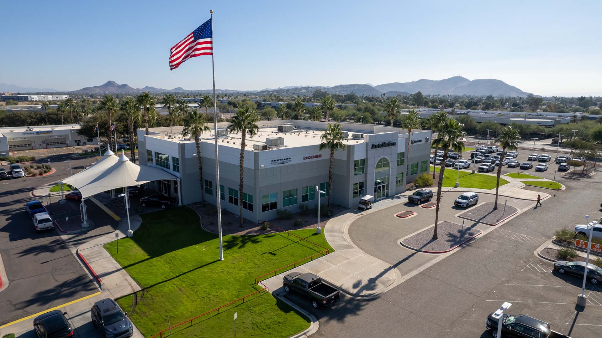 Aerial view of AutoNation Chrysler Dodge Jeep Ram North Phoenix