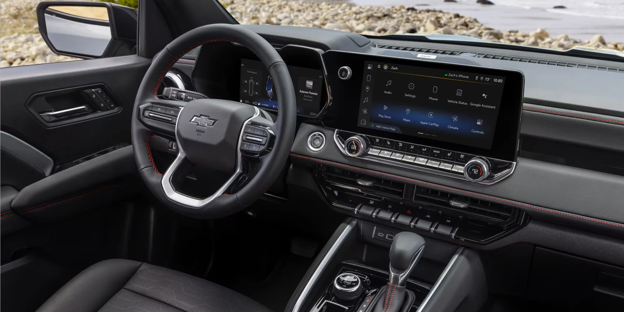 2026 Chevy Colorado interior showing the standard 11.3-inch touchscreen and 11-inch driver information center