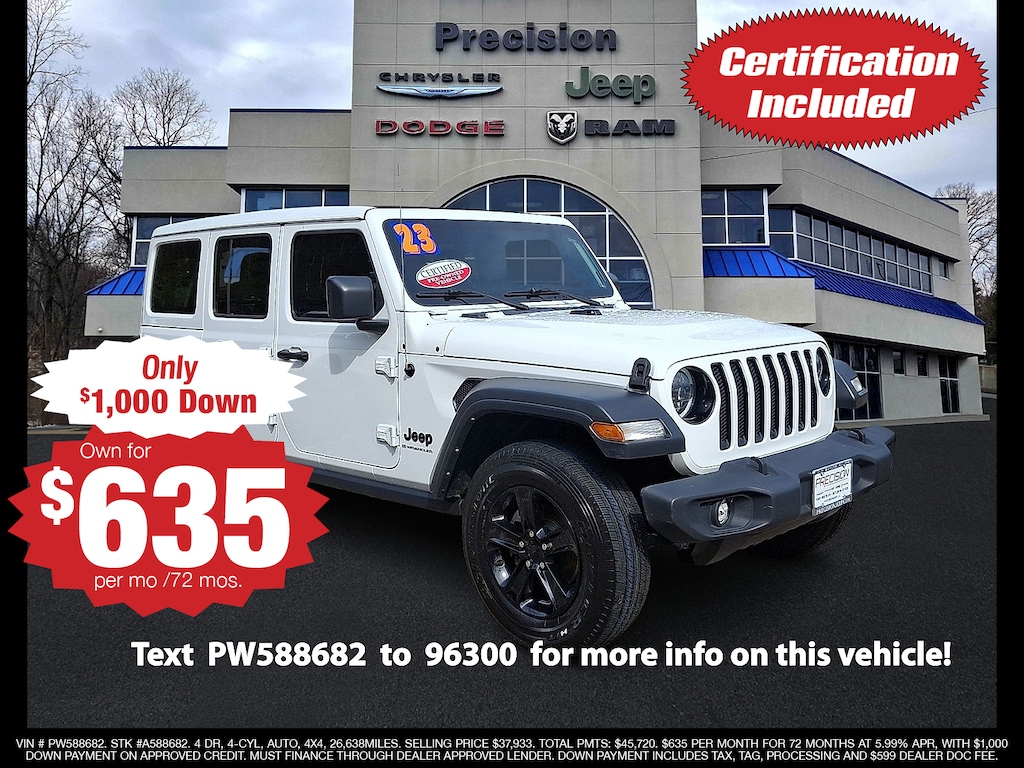 Certified 2023 Jeep Wrangler 4-Door Sport Altitude 4x4 Sport Utility