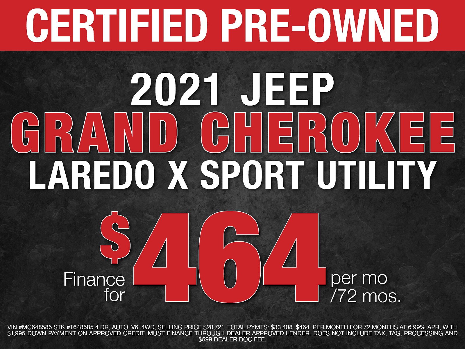 Certified 2021 Jeep Grand Cherokee Laredo X with VIN 1C4RJFAG5MC648585 for sale in Butler, NJ