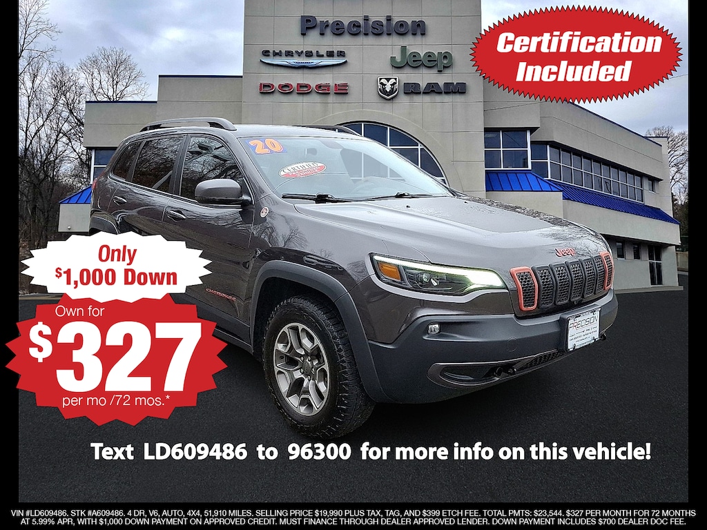 Used 2020 Jeep Cherokee Trailhawk 4X4 Sport Utility