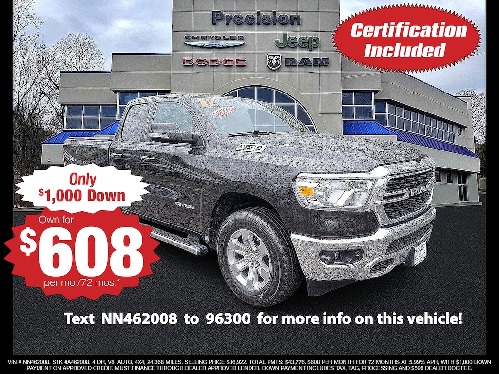 Used 2022 Ram 1500 Big Horn Quad Cab 4x4 64 Box Quad Cab