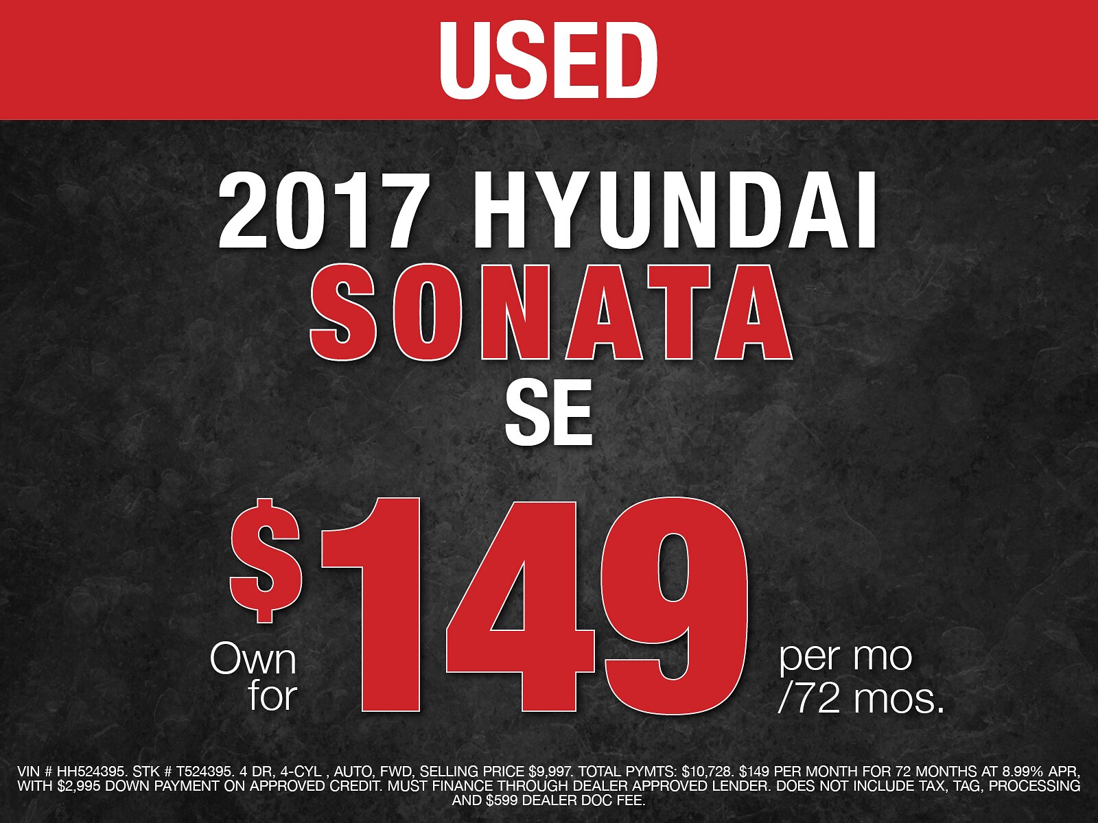 Used 2017 Hyundai Sonata SE with VIN 5NPE24AF3HH524395 for sale in Butler, NJ