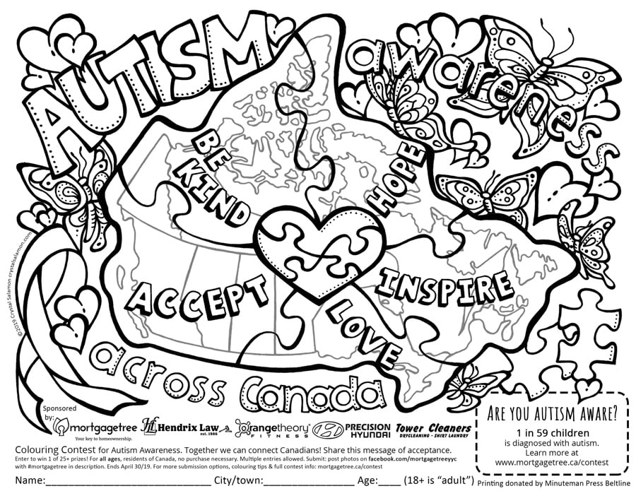 Autism Awareness Colouring Contest - Precision Hyundai Calgary