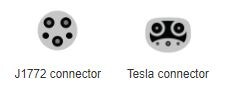 Level 2 charging with a J1772 Connector and a Tesla Connector