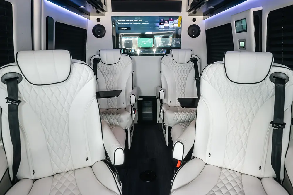 interior of The Boss custom Sprinter floorplan