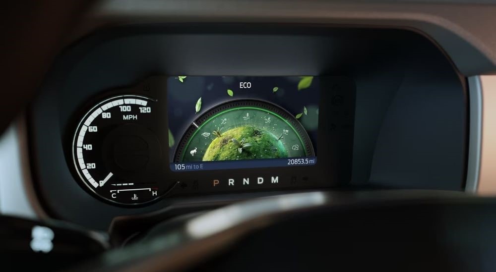 A close up of the digital gauge in a 2023 Ford Bronco.